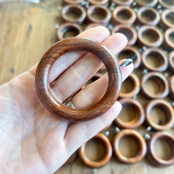 Set of 70 Wooden Curtain Rings with Screws 2.5” - Warm Brown - Picture 2 of 3